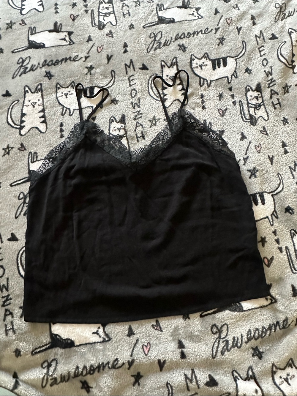 Forever 21 Black Lace-Trim Spaghetti Strap Cami